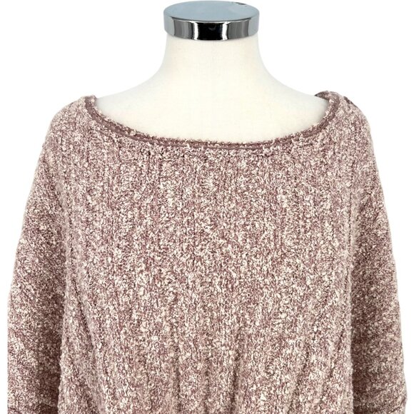 Free People Good Day Cropped Sweater Mauve Boucle Knit Size Small - Picture 2 of 13